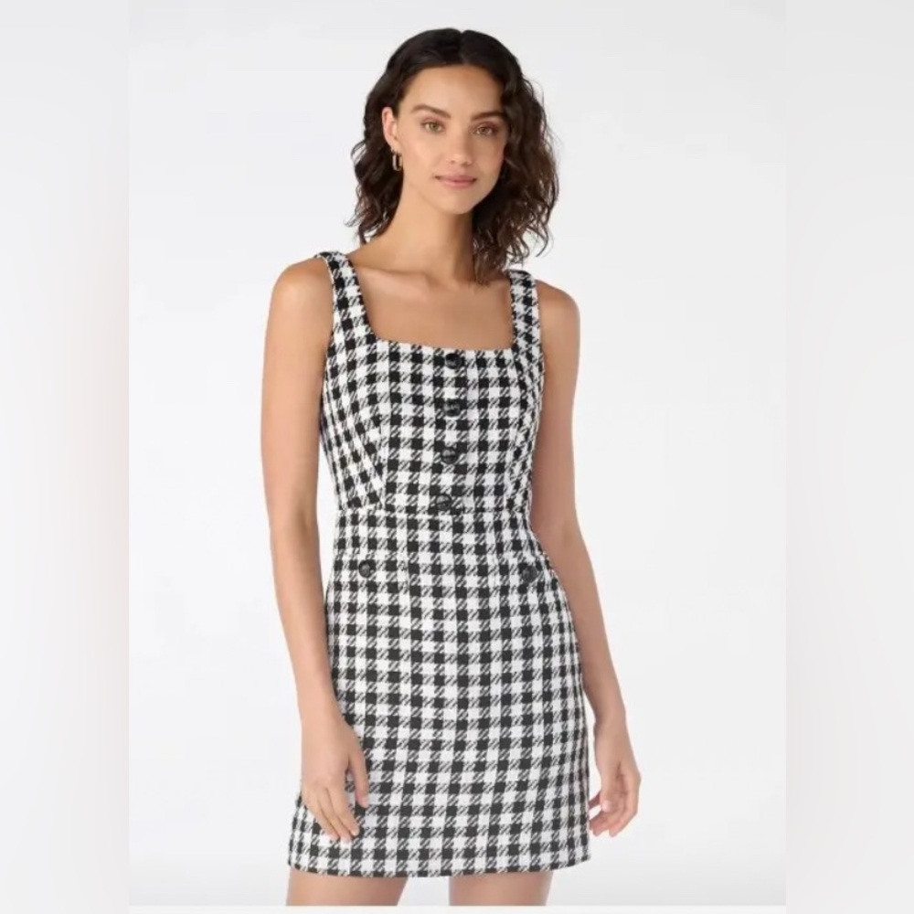 Karl Lagerfeld Chic Black & White Houndstooth Sleeveless Mini Dress in size 2